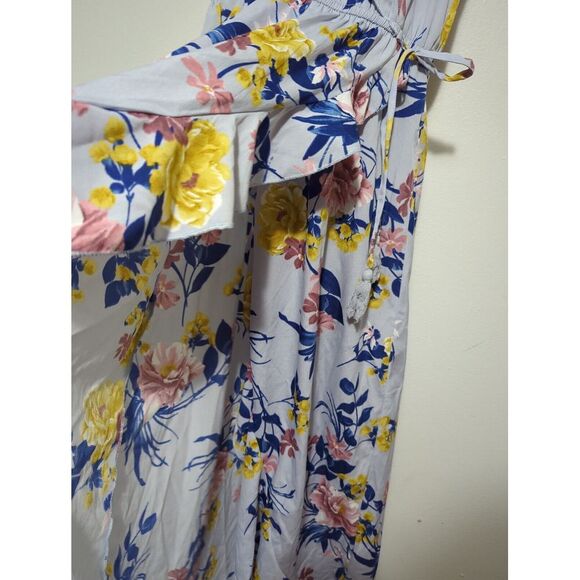 Indulge in Style Womens Gray Floral All Over Multicolor Maxi Dress Ruffle Size M - Picture 8 of 9